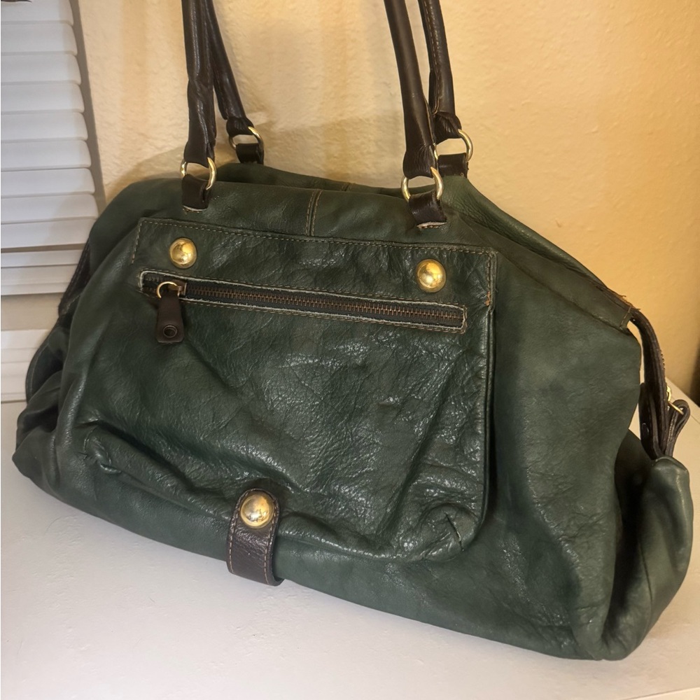 Elegant Green Leather Satchel